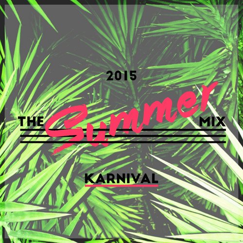 Cover art for The Summer Mix 2015: palm fronds behind the title in pink script